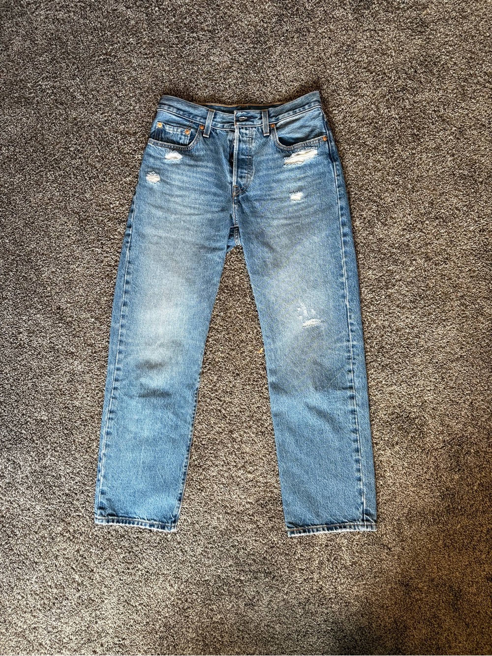 Levi's Light Blue Relaxed Fit Distressed Jeans